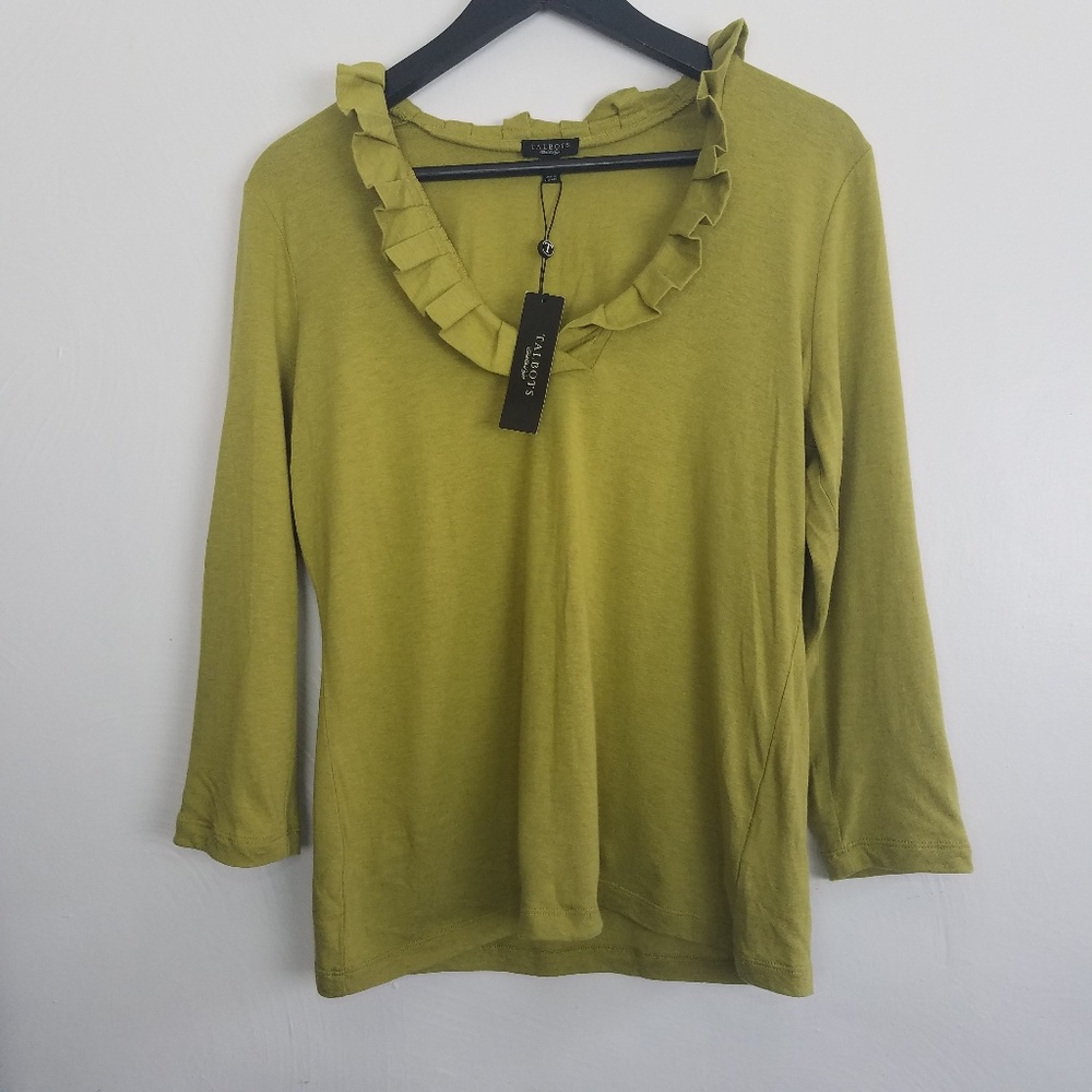 NWT Talbots ruffle long sleeve tee